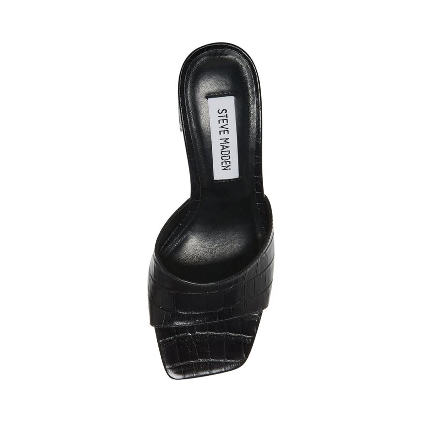 Sandalias Tacones Steve Madden Alaya Crocodile Mujer Negras | ES ZT843E